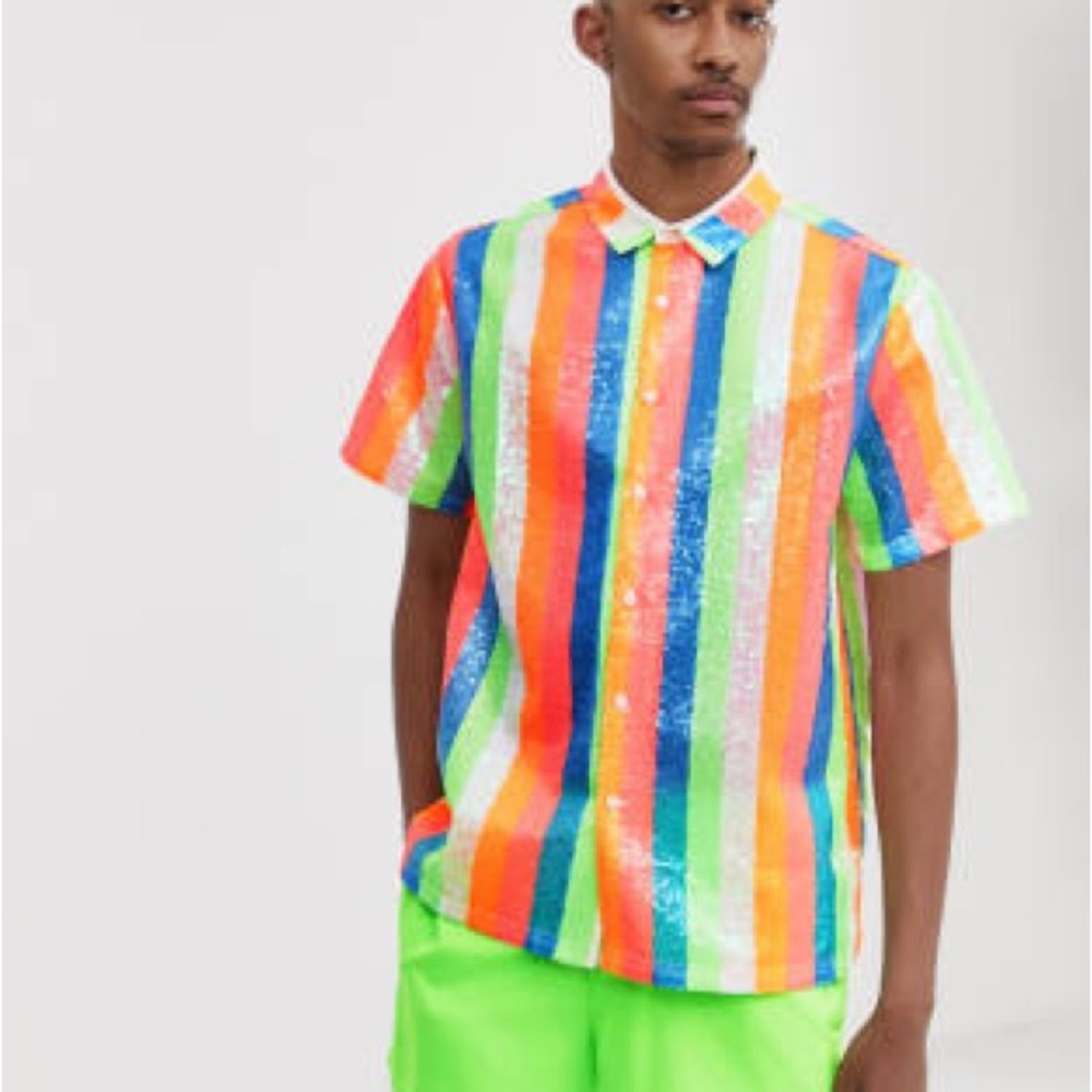 ASOS Sequin PRIDE Striped Men's Shirt